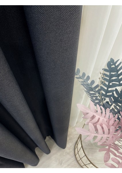 Füme Gri Renk Keten Görünümlü 1/3 Sık Pile Fon Perde fırsatları