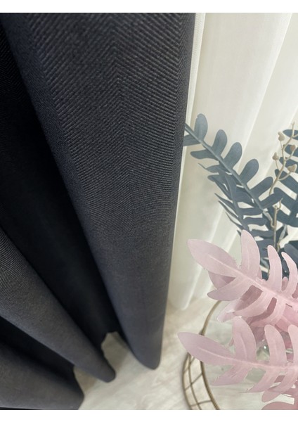 Füme Gri Renk Keten Görünümlü 1/3 Sık Pile Fon Perde indirimleri