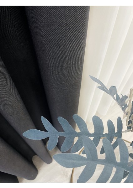 Füme Gri Renk Keten Görünümlü 1/3 Sık Pile Fon Perde