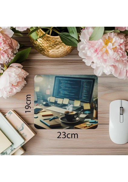 Klasik Siyah Kahveli Kodlama Alanı Mousepad - 19X23 cm 2 mm Dikdörtgen Ithal Baskılı Mouse Pad