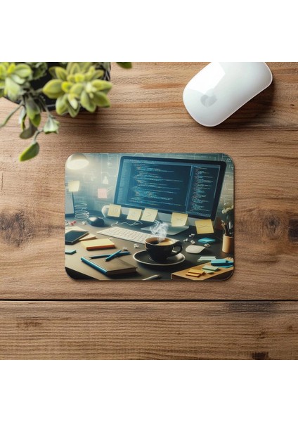 Klasik Siyah Kahveli Kodlama Alanı Mousepad - 19X23 cm 2 mm Dikdörtgen Ithal Baskılı Mouse Pad fırsatları