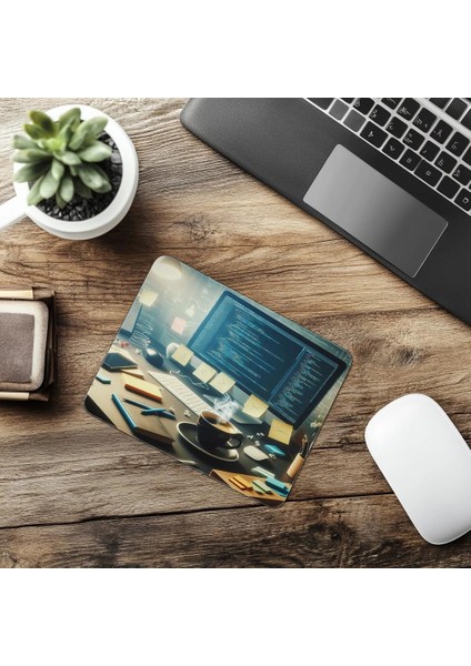 Klasik Siyah Kahveli Kodlama Alanı Mousepad - 19X23 cm 2 mm Dikdörtgen Ithal Baskılı Mouse Pad