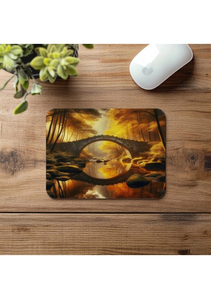 Sarı Yapraklı Huzur Dolu Köprü Mouse Pad - 19X23 cm 2 mm Dikdörtgen Ithal Baskılı Mouse Pad fırsatları