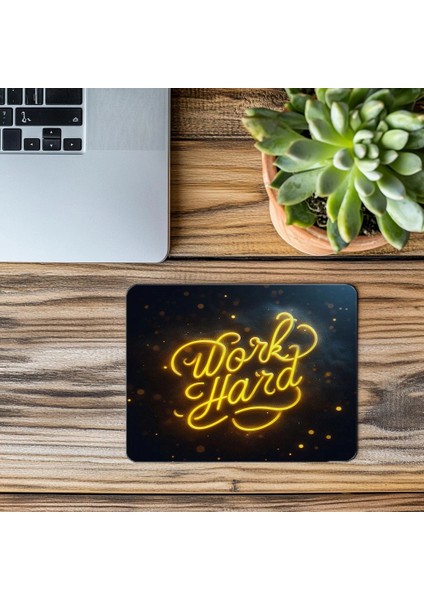Sarı Cursive Fontlu Işıklı Mouse Pad Tasarımı - 19X23 cm 2 mm Dikdörtgen Ithal Baskılı Mouse Pad modelleri