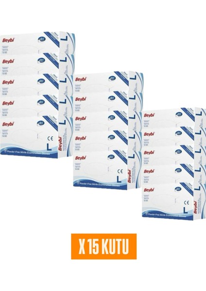15 Kutu Pudrasız Mavi Nitril Muayene Eldiveni- Large Beden fiyatları
