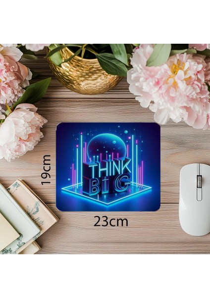 Mavi Işıklarla Think Big 3D Mouse Pad - 19X23 cm 2 mm Dikdörtgen Ithal Baskılı Mouse Pad