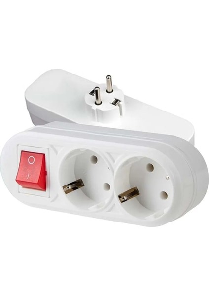 Ikili 2 Li Topraklı Fişli Priz Lale (Anahtarlı) 3600W Grup Priz, Fetih 106-02