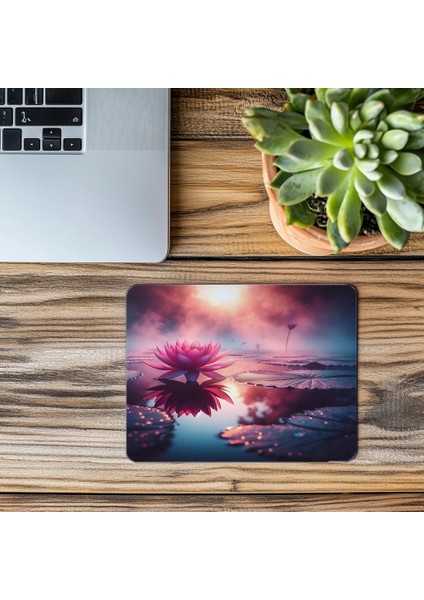 Pembe Lotus Çiçeği Temalı Mousepad - 19X23 cm 2 mm Dikdörtgen Ithal Baskılı Mouse Pad modelleri