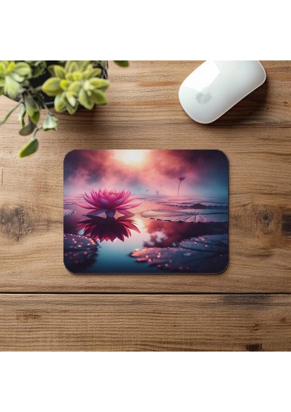 Pembe Lotus Çiçeği Temalı Mousepad - 19X23 cm 2 mm Dikdörtgen Ithal Baskılı Mouse Pad fırsatları