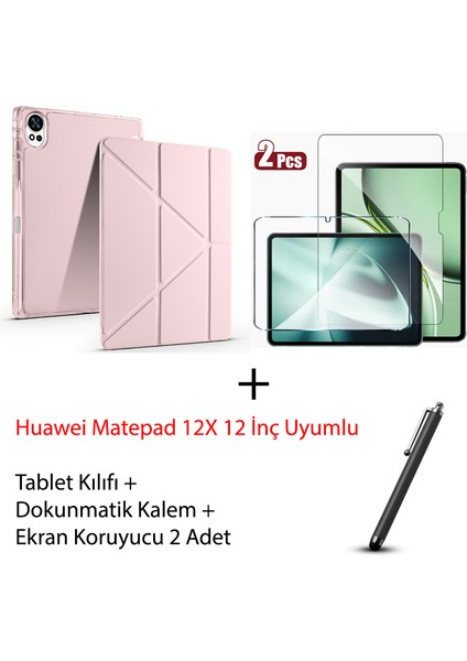 Yesnıce Huawei Matepad 12X 12" Uyumlu Standlı Kılıf ve Dokunmatik Kalem ve Klavye ve Mouse