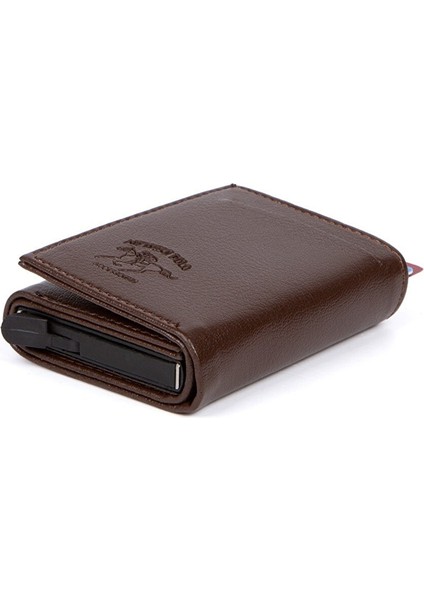 Erkek Deri Çelik Kasalı Kapaklı Omuz ve El Çantası (15X19CM) newpolo189 - Kahve