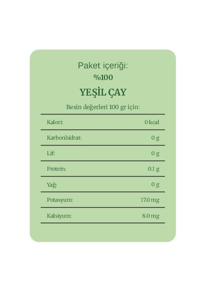 Yeşil Çay 150GR modelleri