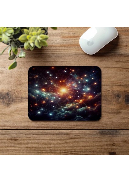 Siyah Fon Üzerine Parlayan Yıldızlar Mousepad - 19X23 cm 2 mm Dikdörtgen Ithal Baskılı Mouse Pad fırsatları