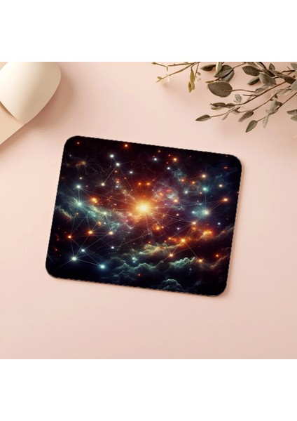 Siyah Fon Üzerine Parlayan Yıldızlar Mousepad - 19X23 cm 2 mm Dikdörtgen Ithal Baskılı Mouse Pad indirimleri