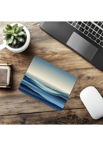 Mavi Tonlarda Soyut Manzara Mouse Pad - 19X23 cm 2 mm Dikdörtgen Ithal Baskılı Mouse Pad