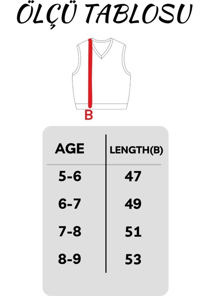 Kız Çocuk Kırmızı Süveter Kaşkorse V Yakalı Kolsuz Triko