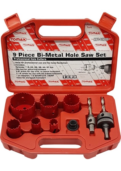 Bi Metal Panç Takımı 9 Parça Buat Delik Açma Testeresi