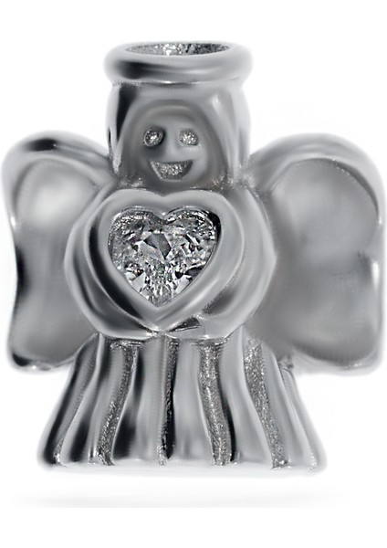 Kadın Kalp Detay Melek Model Gümüş Charm