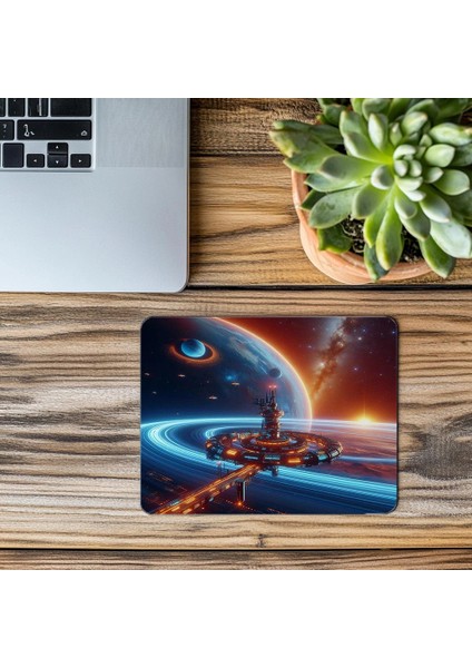 Mor Nebula Üzerinde Yüzen Astronot Mousepad - 19X23 cm 2 mm Dikdörtgen Ithal Baskılı Mouse Pad modelleri