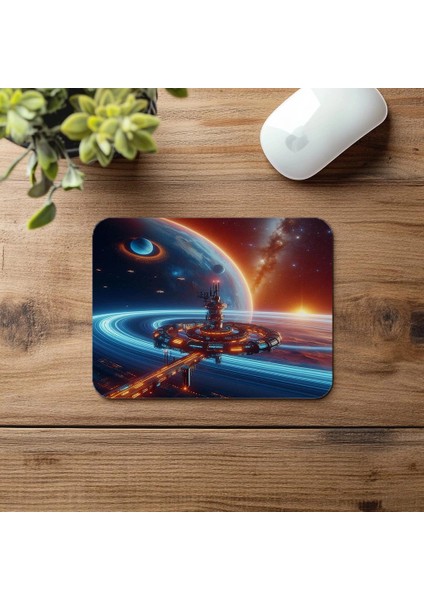 Mor Nebula Üzerinde Yüzen Astronot Mousepad - 19X23 cm 2 mm Dikdörtgen Ithal Baskılı Mouse Pad fırsatları