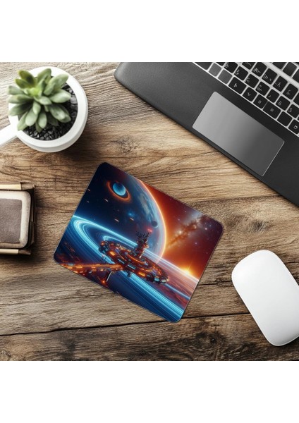 Mor Nebula Üzerinde Yüzen Astronot Mousepad - 19X23 cm 2 mm Dikdörtgen Ithal Baskılı Mouse Pad