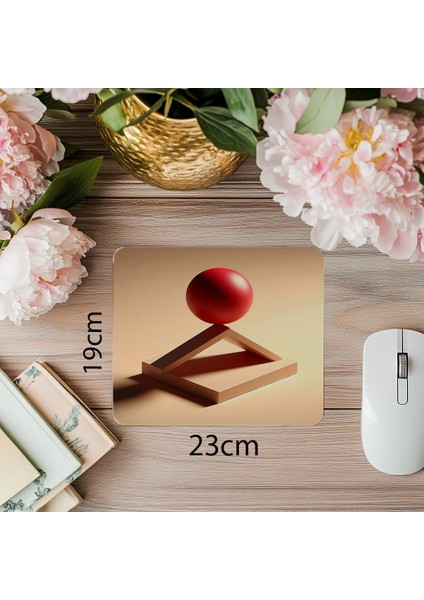 Dengede Duran Kırmızı Küre Mousepad - 19X23 cm 2 mm Dikdörtgen Ithal Baskılı Mouse Pad