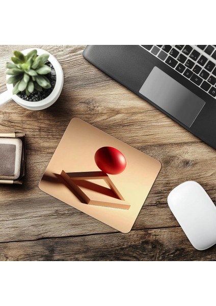 Dengede Duran Kırmızı Küre Mousepad - 19X23 cm 2 mm Dikdörtgen Ithal Baskılı Mouse Pad