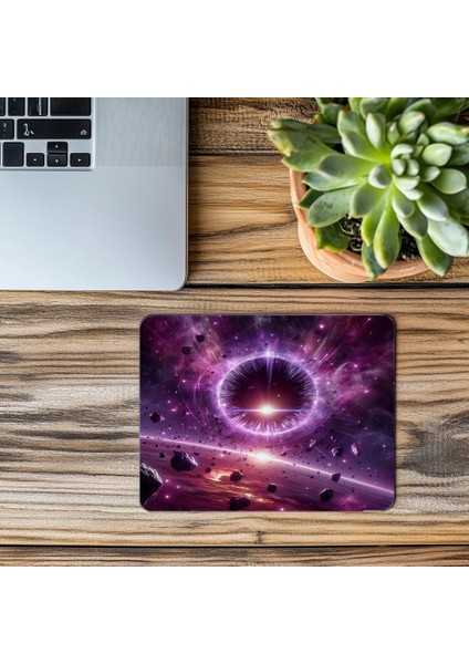 Mor Renkli Portal ve Asteroitli Mousepad - 19X23 cm 2 mm Dikdörtgen Ithal Baskılı Mouse Pad modelleri
