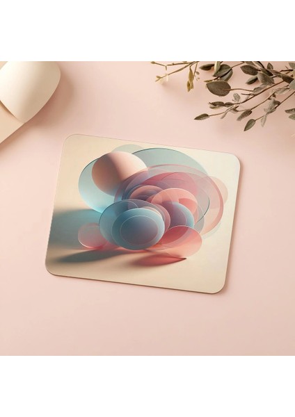 Bej Zemin Üzerine Minimal Çember Tasarımı - 19X23 cm 2 mm Dikdörtgen Ithal Baskılı Mouse Pad indirimleri