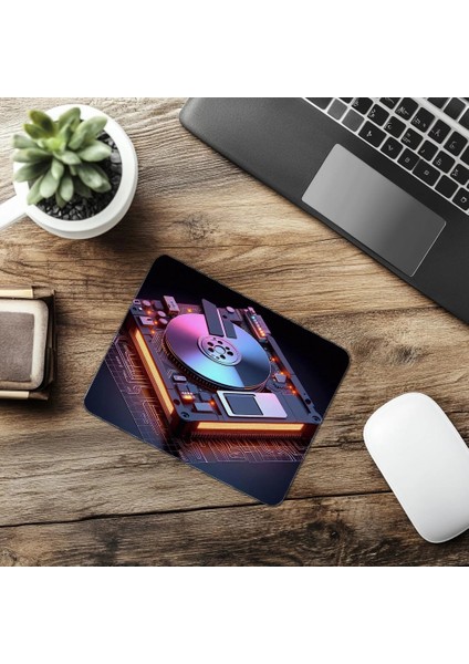 Gri Zemin Üzerinde Retro Donanım Mousepad - 19X23 cm 2 mm Dikdörtgen Ithal Baskılı Mouse Pad