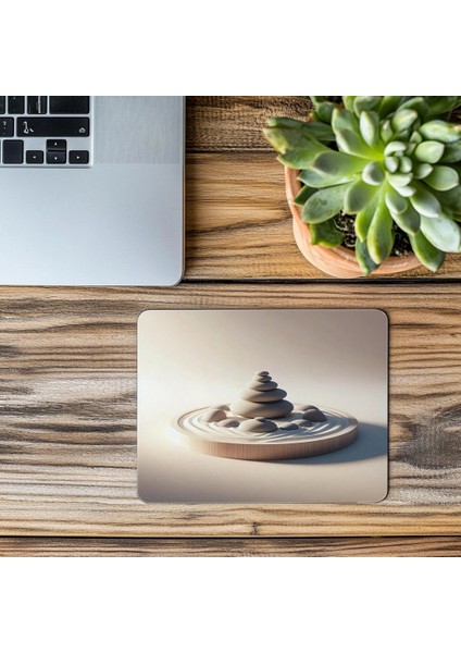 Beyaz Kum Üzerinde Zen Taşları Mousepad - 19X23 cm 2 mm Dikdörtgen Ithal Baskılı Mouse Pad modelleri
