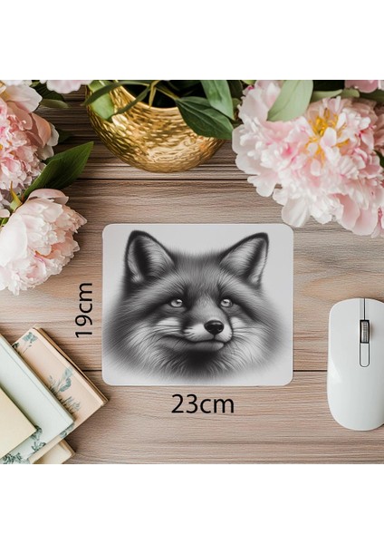 Göz Temalı Fox Mousepad – Beyaz Arka Plan - 19X23 cm 2 mm Dikdörtgen Ithal Baskılı Mouse Pad