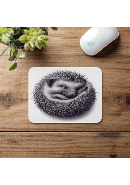 Mat Gri Arka Planlı Kirpi Tasarımı - 19X23 cm 2 mm Dikdörtgen Ithal Baskılı Mouse Pad fırsatları