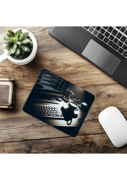 Beyaz Espresso Kupalı Minimal Mouse Pad - 19X23 cm 2 mm Dikdörtgen Ithal Baskılı Mouse Pad