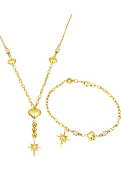Kalbimin Yıldızı 14 Ayar Altın Pandora Takı Seti