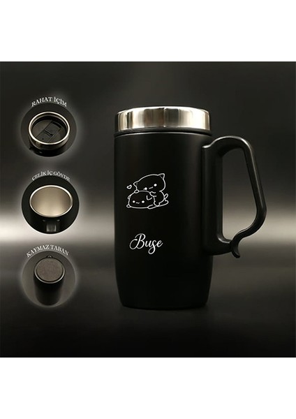 240 ml Kulplu Paslanmaz Çelik Bubu Dudu Termos Bardak - Isı Yalıtımlı Kahve Kupası fiyatları