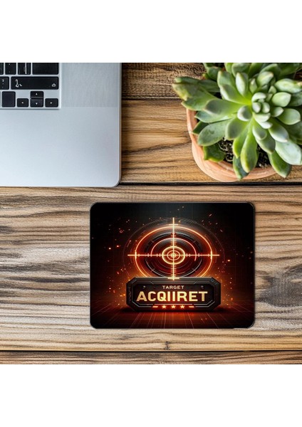 Target Acquired Yazılı Kırmızı Işıklı Mousepad - 19X23 cm 2 mm Dikdörtgen Ithal Baskılı Mouse Pad modelleri