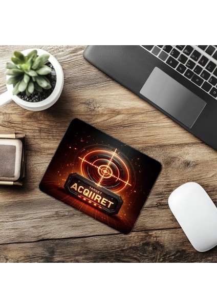 Target Acquired Yazılı Kırmızı Işıklı Mousepad - 19X23 cm 2 mm Dikdörtgen Ithal Baskılı Mouse Pad