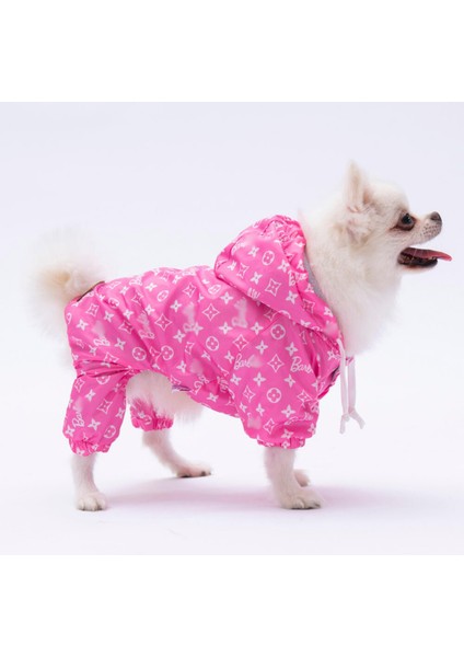 Pembe Desenli Tulum Yağmurluk Köpek Kıyafeti Köpek Yağmurluğu