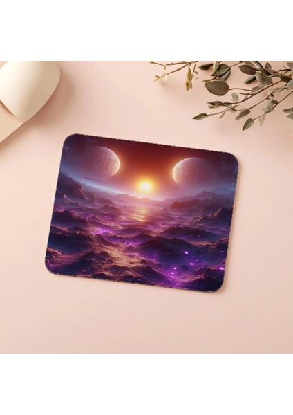 Kraterli Mor Renkli Ay Mouse Pad - 19X23 cm 2 mm Dikdörtgen Ithal Baskılı Mouse Pad indirimleri