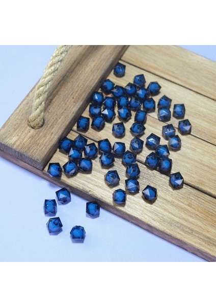 10 mm Saks Mavi Içi Boncuklu Akrilik Küp Model Kübik Boncuk Takı Çanta Yapım Boncuğu (500GR,~1100 Adet)