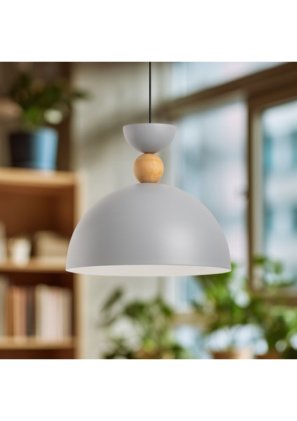 Stellara Ahşap Boncuk Detaylı Tekli Sarkıt Aydınlatma, Metal Sıvama, Ev, Ofis, Cafe, Restoran Avizeleri, E27 Duy fiyatları