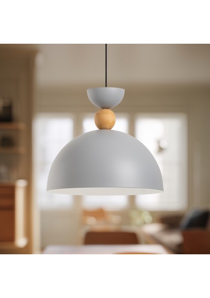 Stellara Ahşap Boncuk Detaylı Tekli Sarkıt Aydınlatma, Metal Sıvama, Ev, Ofis, Cafe, Restoran Avizeleri, E27 Duy fırsatları