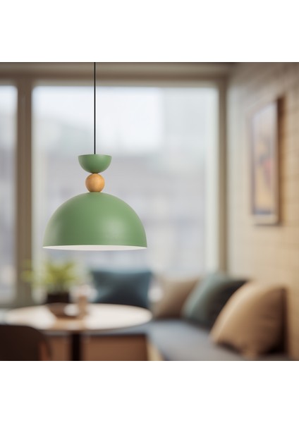 Stellara Ahşap Boncuk Detaylı Tekli Sarkıt Aydınlatma, Metal Sıvama, Ev, Ofis, Cafe, Restoran Avizeleri, E27 Duy indirimleri