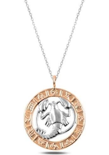 925 Ayar Gümüş Rose Yengeç Burcu Kadın Gümüş Kolye T4912 (7272)