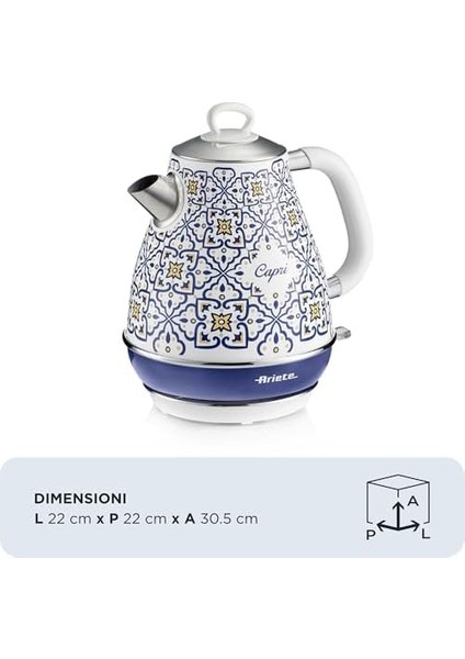 Capri Elektrikli Su Isıtıcı 1,7 Litre Kettle 2869/0C - Paslanmaz Çelik Gövde, Handmade Decoration, 2000 Watt, Otomatik Kapanma, 360° Kablosuz Taban modelleri