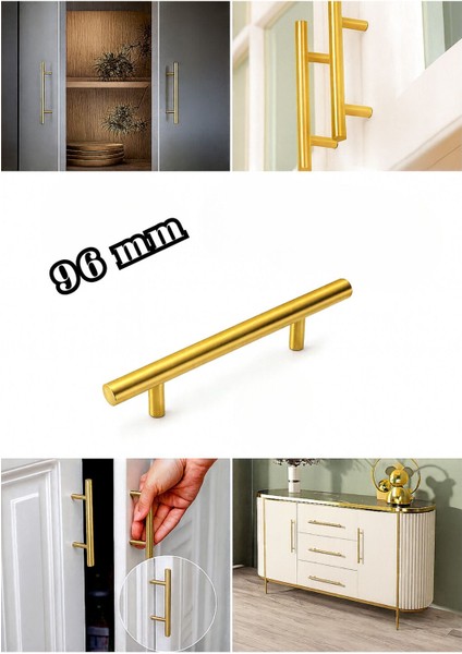 96MM Paslanmaz Altın Sarı Kulp Tv Ünitesi Yatak Odası Mobilya Çekmece Vestiyer Mutfak Dolap Kulbu