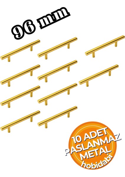 96MM Paslanmaz 10 Adet Altın Sarı Kulp Tv Ünitesi Yatak Odası Mobilya Çekmece Vestiyer Mutfak Dolap