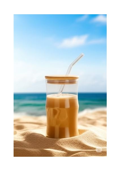 Bambu Kapaklı Cam Pipetli 330 ml Borosilikat Bardak modelleri