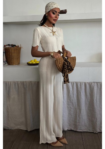 Kadın Ekru Örme Akıllı Triko Ikili Takım fiyatları